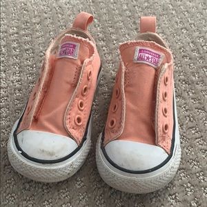 Peach Velcro converse
